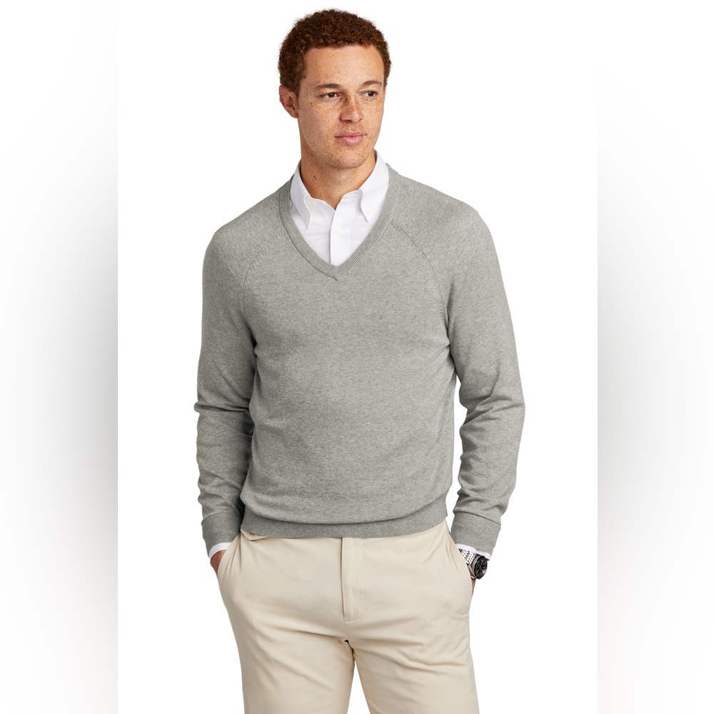 Brooks Brothers Light Gray V-Neck Sweater